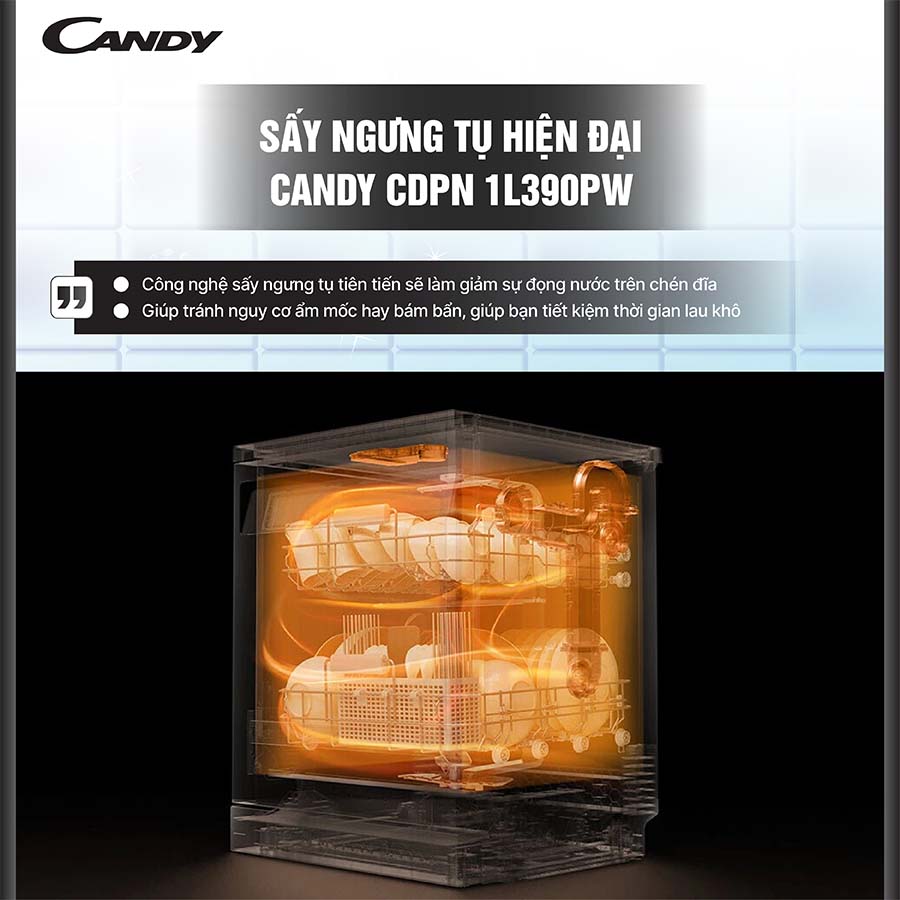 Máy rửa bát 13 bộ Candy CDPN 1L390PW
